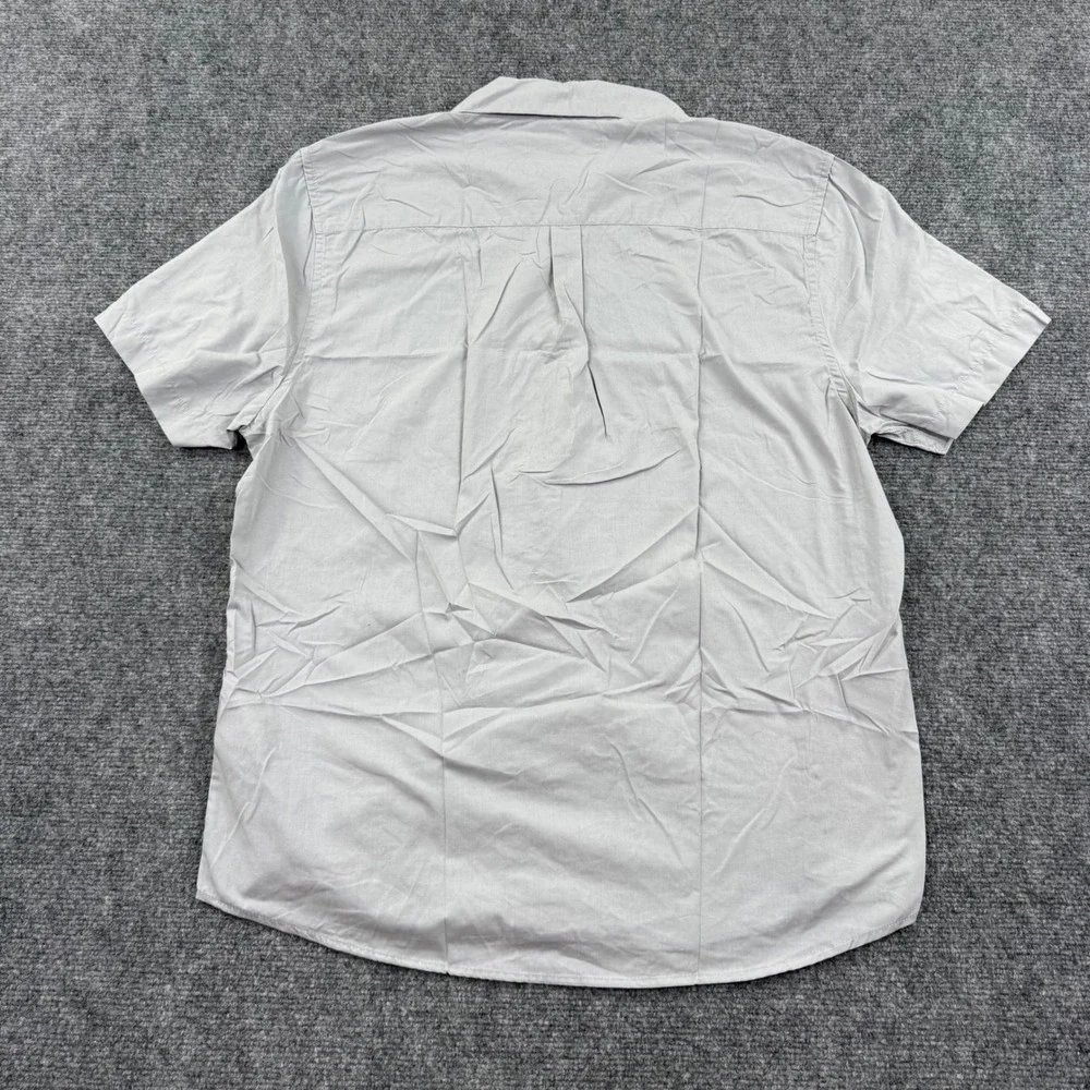 Forever 21 Button Down‎ Shirt Medium Gray Short Sleeve Cotton Blend Mens
